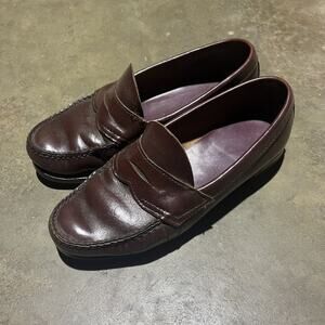 Vintage 80s Maroon Leather Penny Loafers 9